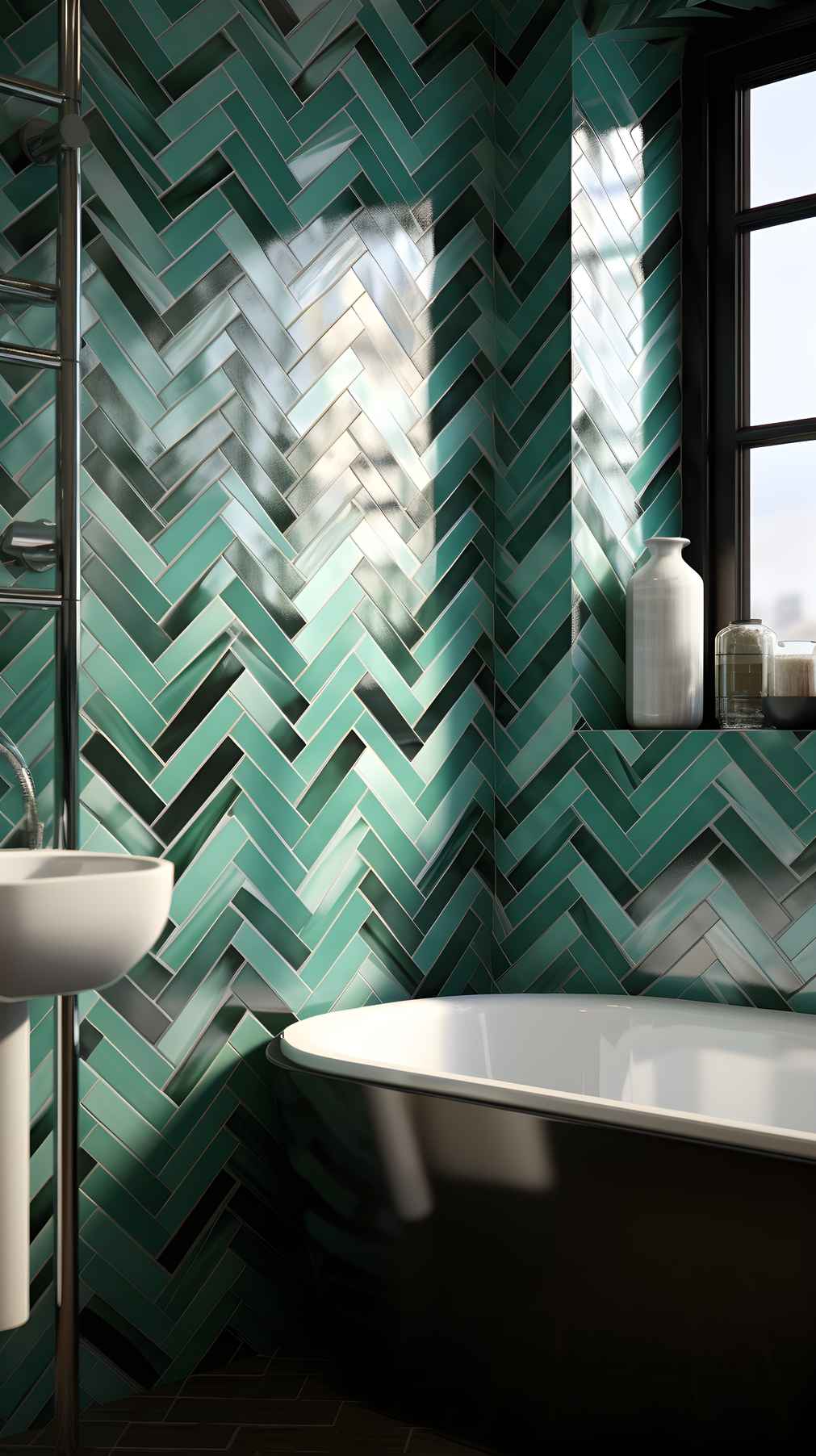 Современная ванная с декором